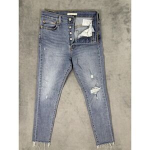Levis Jeans Womens 28 Blue Wedgie Skinny Light Wash Stretch Button Fly High Rise